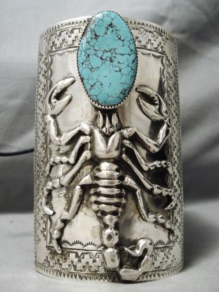 Heavy Scorpion Native American Turquoise Sterling Silver Ketoh Bracelet