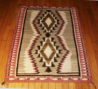 A Rare Historic Authentic Navajo Pictorial Red Mesa Rug Or Blanket 41 " X 55 "