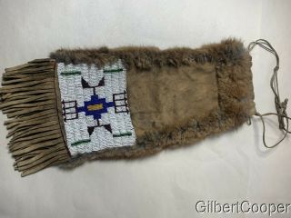 Sioux Beaver Trimmed And Beaded Pipe Bag