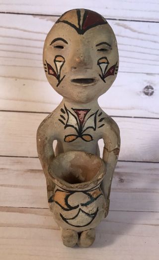 Tesuque Mexico Pueblo Native American Indian Rain God Pottery Effigy 6 3/4 "