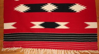 Antique 1920s Western,  Fine Chimayo Red Wool Blanket Weaving,  Whirling Logs 3