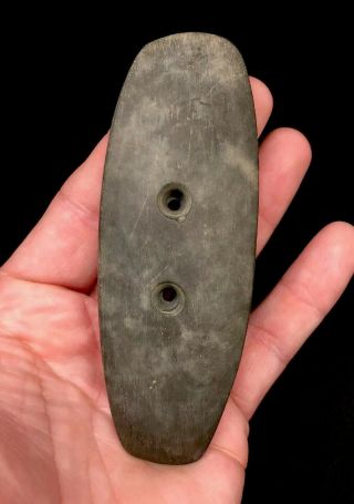 Mlc S5126 Well Made 4 3/8” Banded Slate Gorget Old Cuyahoga Co Ohio Artifact