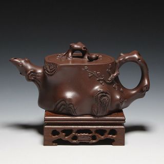 Oldzisha - Fine China Yixing Zisha Old 350cc " Plum " Teapot By Master Wang Yinxian