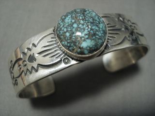 Important Jeanette Dale Navajo Sterling Silver Spiderweb Turquoise Bracelet