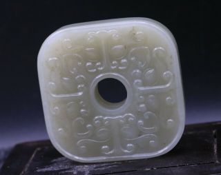 Big Estate Chinese Hetian Jade 4 Ox Head Totem Lucky Fortune Pei Carving Amulet