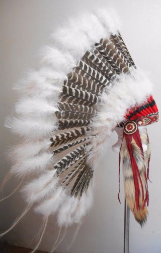 Native American Navajo Indian Headdress 36 Inch Spirit Eagle Coyote Tail