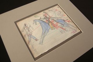Old Ledger Art Drawing,  Mounted