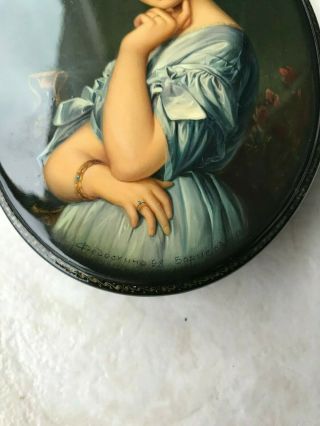 1998 Russian Fedoskino Lacquer Box with finely painted Portrait $1350 Cost 2