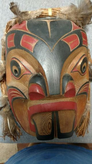Northwest Coast Native Art Wooden Mask Carving " Man From The Sea " By Sammy Dawson