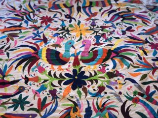 Mexican Otomi Embroidery Handmade Art Tapestry 72”x72” / Gorgeous