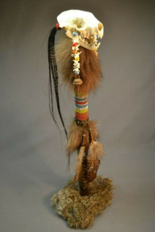 Authentic Native American Plains Indian Coup Stick Spirit Weaselhead Fine Beads