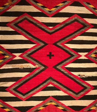 Historic Navajo 3rd Phase Chief’s Blanket / Rug,  Powerful Variant Design,  C1900,  Nr