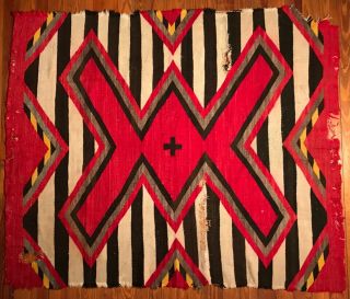 HISTORIC NAVAJO 3RD PHASE CHIEF’S BLANKET / RUG,  POWERFUL VARIANT DESIGN,  C1900,  NR 2