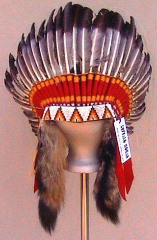 Native American Navajo Indian Headdress Bonnet 36 " Diameter " Antique "