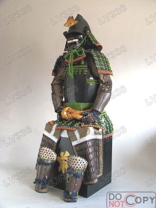 Wearable Japanese Iron & Silk Rüstung Art Samurai Armor Green