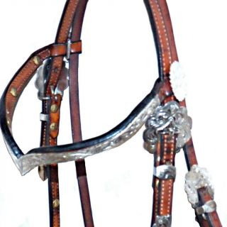 Dale Chavez Sterling Silver Plate V Shaped Browband Western Show Headstall 3