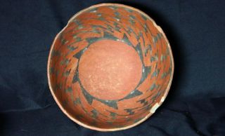 Anasazi / Puerco Black On Red Bowl Ca.  1200 Ad.  Intact With No Restoration