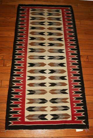 An Historic Authentic Navajo Pictorial Red Mesa Rug Or Blanket 30 " X 62 "