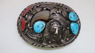Sterling Silver Navajo M.  Thomas Jr.  Buckle With 1 1/2 " Belt