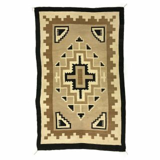 Navajo Two Grey Hills Rug By Louise Sherman,  C.  1940 - 50,  62 " X 39 "