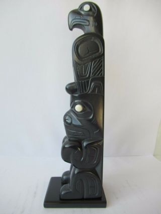 Northwest Coast Native Art (haida) Argillite Eagle And Bear Pole