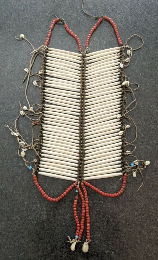 19th C Native American Plains Indian Hairpipe Breastplate Trade Beads Old Shells