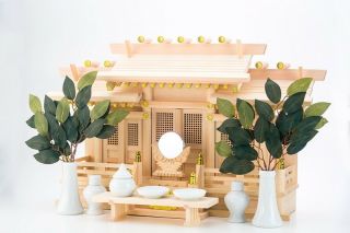 Japan Shinto Altar Wooden Kamidana Home Size Set With 11 Items Sumiyoshi F/s