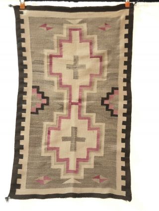 Navajo Wide Ruins Burntwater Weaving - Pink Woven Rug Blanket Textile 48” X 28”
