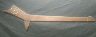 Early Native American Indian 19th C Hand Carved Gunstock Brass Tacked War Club
