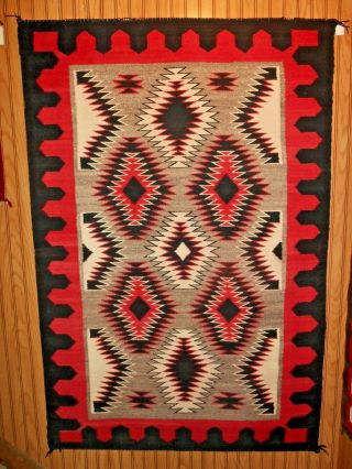 Gorgeous Navajo Navaho Indian Rug/weaving.  Outlined Serrated Diamonds.  Excond