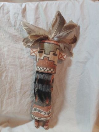 Hopi Carved Handmade Wooden Kachina Doll - Signed With Spider