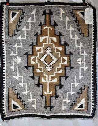 Navajo Finely Woven Two Grey Hills Rug By Virginia John 37 " X 32 " Not (kmt)