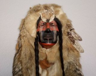 Native American Spirit Mask Indian Wall Decor,  Dog Soldier,  Two Bears