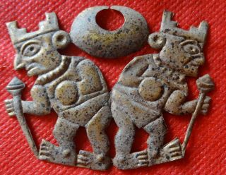 2 Authentic Precolumbian Noserings Sican Lamabayeque Culture C1100 Ad.