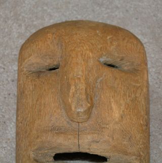 OLD Early 20th C.  ESKIMO HAND CARVED WOODEN VERY WORN Mask - INUIT 2