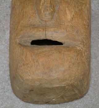 OLD Early 20th C.  ESKIMO HAND CARVED WOODEN VERY WORN Mask - INUIT 3