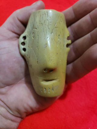 Mlc S4995 Weeping Eye Whittlesea Pipe Stone Human Face Effigy Ohio Artifact