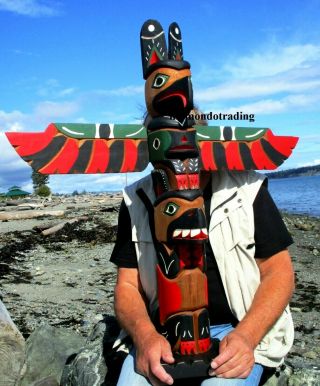 Northwest Coast First Nations Native Cedar Art Carving Huge Williams Totem Pole