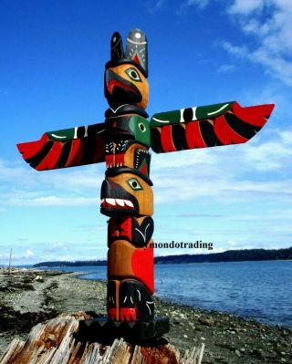 Northwest Coast First Nations native cedar Art carving HUGE Williams TOTEM POLE 3