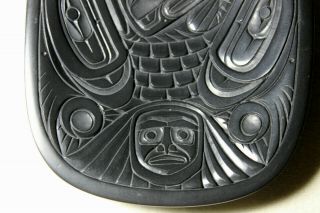 N.  W.  C.  Haida - Carved Argillite Eagle Dish by Artist Don Gates circa 1991 3