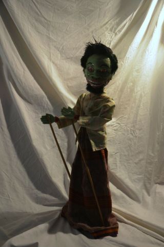 BUTO IJO green DEMON warrior scary wayang Golek Wooden Puppet JAVA OLD 2