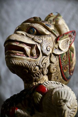Hanuman White Demigod Monkey Old Wayang Golek Wooden Puppet From Java