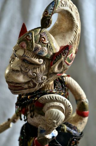 HANUMAN WHITE demigod monkey OLD wayang Golek Wooden Puppet from JAVA 2
