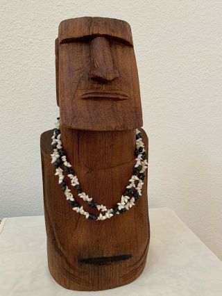 Old Large Rugged Easter Island Moai Carved From Drift Wood By A Rapa Nui Friend