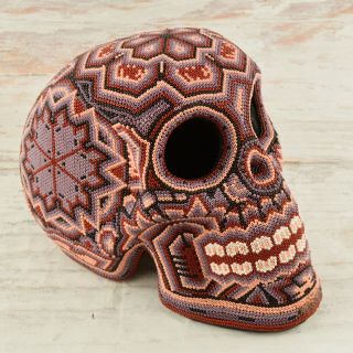 Magia Mexica H528 Skull Huichol Art Day Of Death Mexican Hand Beaded Crafts