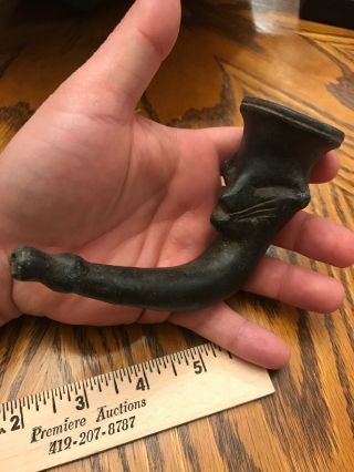 5 1/2 Inch Effigy Pipe York Pottery Indian Artifacts Trumpet