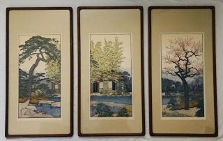 Toshi Yoshida The Friendly Garden Series Wood Block Print Pine Bamboo Plum Tree
