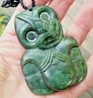 Unique Niki Nepia Nz Pounamu Greenstone Nephrite Jade Classic Maori Hei Tiki