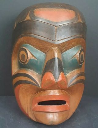 A Northwest Wooden Tribal Portrait Mask By Ozzie Matilpi,  Kwakiutl Late 20th C.