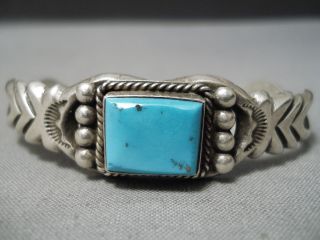 Incredible Baca Family Vintage Navajo Turquoise Sterling Silver Bracelet Cuff
